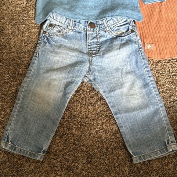 Zara Baby Boy Bundle 6-9 Months Denim Knit Sweater Long Sleeve NWT Shorts - Picture 3 of 12